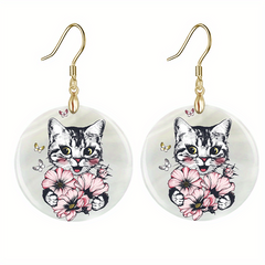 Cartoon Cat & Flower Acrylic Earrings