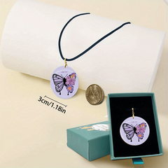 Purple Butterfly Pendant Necklace Adjustable Chain Halloween Christmas Gift