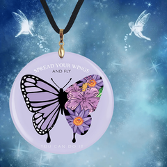 Purple Butterfly Pendant Necklace Adjustable Chain Halloween Christmas Gift