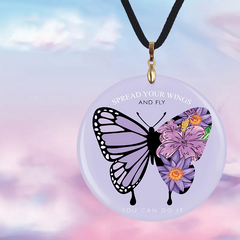 Purple Butterfly Pendant Necklace Adjustable Chain Halloween Christmas Gift
