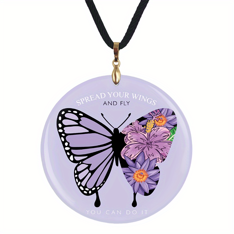 Purple Butterfly Pendant Necklace Adjustable Chain Halloween Christmas Gift