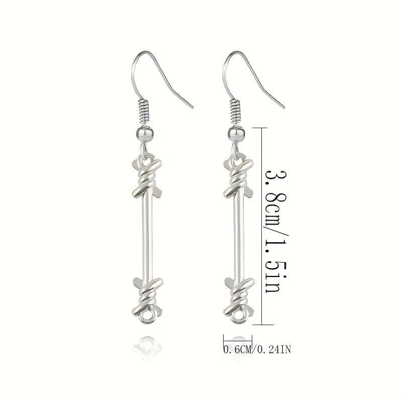 Unisex Silver Long Alloy Earrings