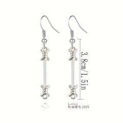 Unisex Silver Long Alloy Earrings