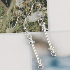 Unisex Silver Long Alloy Earrings