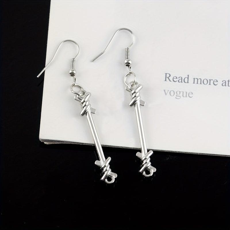 Unisex Silver Long Alloy Earrings