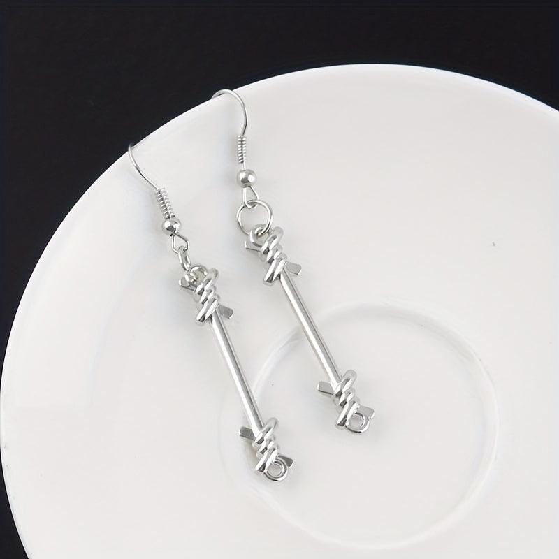 Unisex Silver Long Alloy Earrings