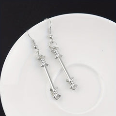 Unisex Silver Long Alloy Earrings