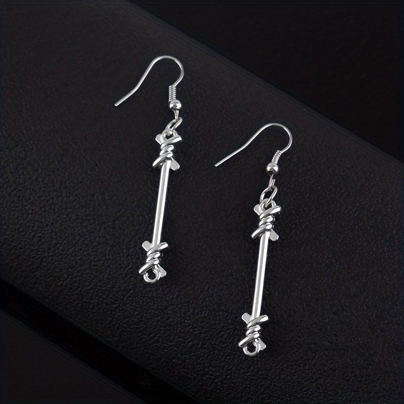 Unisex Silver Long Alloy Earrings