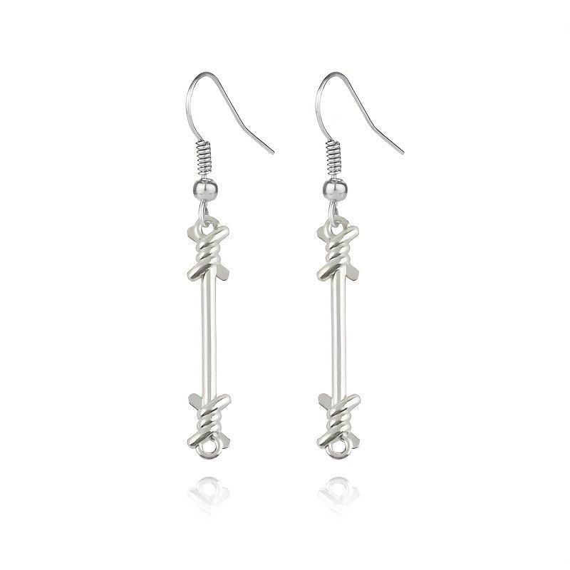 Unisex Silver Long Alloy Earrings