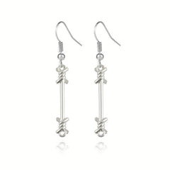 Unisex Silver Long Alloy Earrings