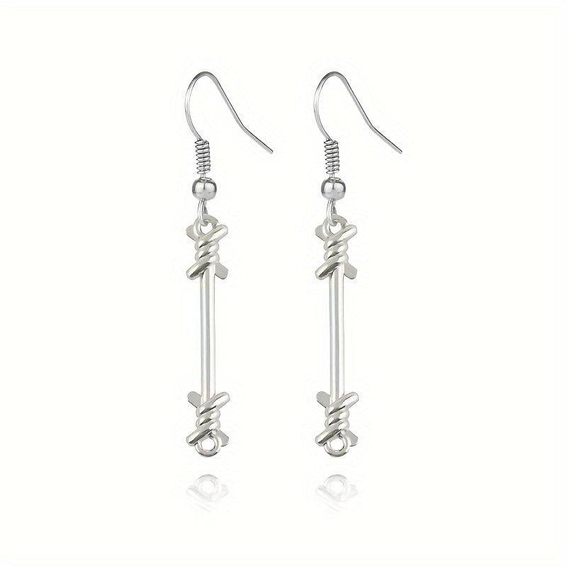 Unisex Silver Long Alloy Earrings