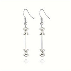 Unisex Silver Long Alloy Earrings
