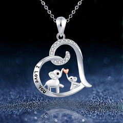 Heart Elephant Pendant Necklace for Men