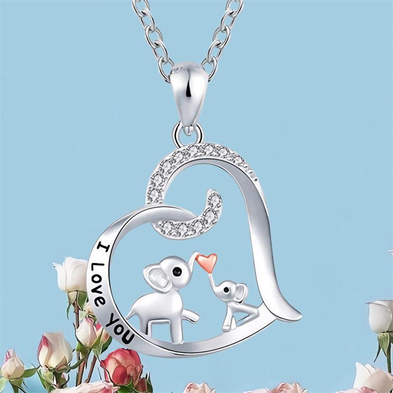 Heart Elephant Pendant Necklace for Men