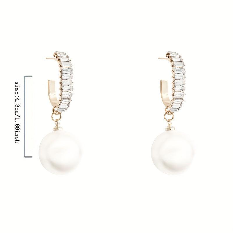 Silvery Needle Pearl Earrings Women High Earrings