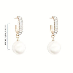 Silvery Needle Pearl Earrings Women High Earrings