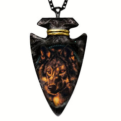 Animal Wolf Head Triangle Pendant Necklace Geometric Chain Necklace Toy