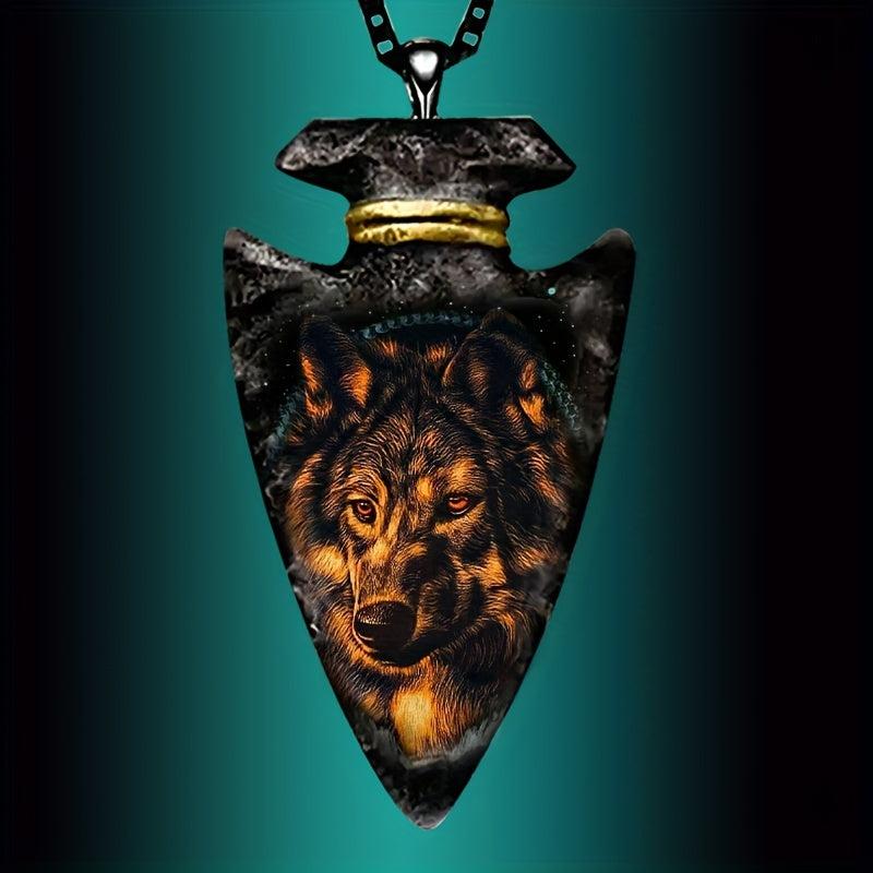 Animal Wolf Head Triangle Pendant Necklace Geometric Chain Necklace Toy