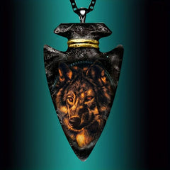 Animal Wolf Head Triangle Pendant Necklace Geometric Chain Necklace Toy
