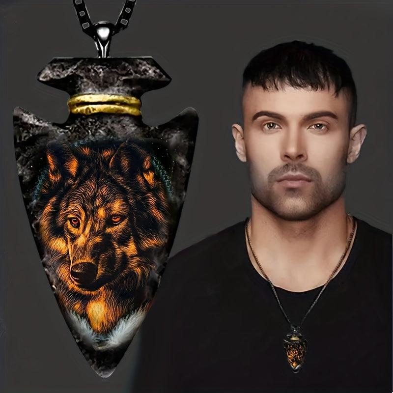 Animal Wolf Head Triangle Pendant Necklace Geometric Chain Necklace Toy