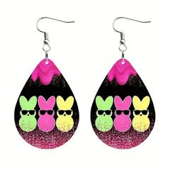 Nightclub Rabbit Easter Faux Leather Earrings Toy Gift