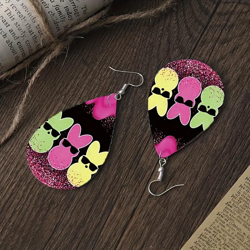Nightclub Rabbit Easter Faux Leather Earrings Toy Gift