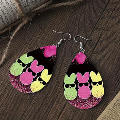 Nightclub Rabbit Easter Faux Leather Earrings Toy Gift