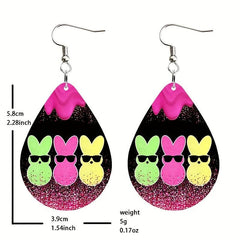 Nightclub Rabbit Easter Faux Leather Earrings Toy Gift