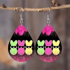Nightclub Rabbit Easter Faux Leather Earrings Toy Gift