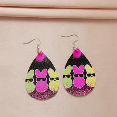 Nightclub Rabbit Easter Faux Leather Earrings Toy Gift