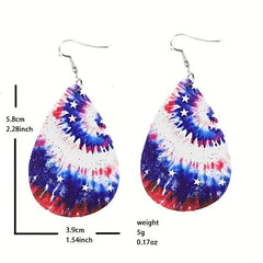 Tie dye PU Leather Flag Earrings - Independence Day Gift
