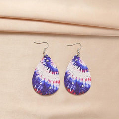 Tie dye PU Leather Flag Earrings - Independence Day Gift