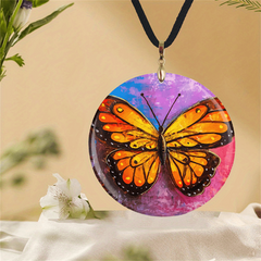 Butterfly Pattern Pendant Necklace for Halloween Christmas Anniversary
