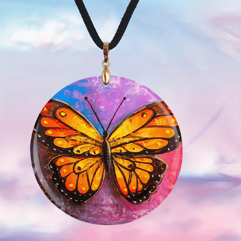 Butterfly Pattern Pendant Necklace for Halloween Christmas Anniversary