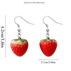 3D Strawberry Heart Earrings Acrylic Fruit Jewelry