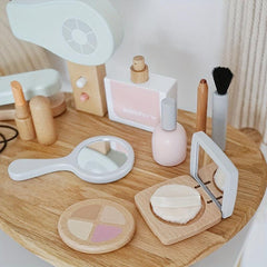 Wooden Toy Set for Girls: Comb Lipstick Perfume Handbag Makeup Barber