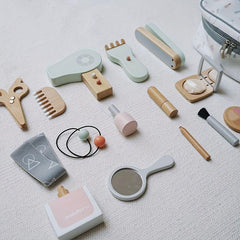 Wooden Toy Set for Girls: Comb Lipstick Perfume Handbag Makeup Barber