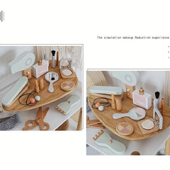 Wooden Toy Set for Girls: Comb Lipstick Perfume Handbag Makeup Barber