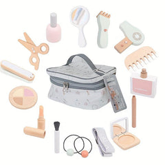 Wooden Toy Set for Girls: Comb Lipstick Perfume Handbag Makeup Barber