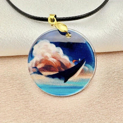 Dolphin And Whale Pattern Pendant Necklace Adjustable Chain Necklace