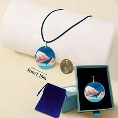 Dolphin And Whale Pattern Pendant Necklace Adjustable Chain Necklace