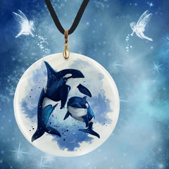 Dolphin and Whale Pendant Necklace - Adjustable Chain - Halloween Christmas Gift