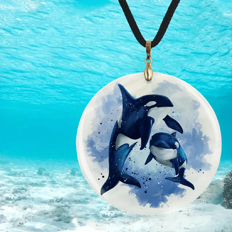 Dolphin and Whale Pendant Necklace - Adjustable Chain - Halloween Christmas Gift