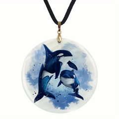 Dolphin and Whale Pendant Necklace - Adjustable Chain - Halloween Christmas Gift