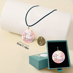 Pink Starfish Pattern Pendant Necklace Adjustable for Halloween Christmas Annive