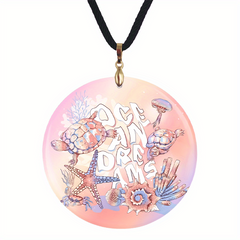 Pink Starfish Pattern Pendant Necklace Adjustable for Halloween Christmas Annive