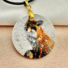 Animal Fox Pattern Pendant Necklace Adjustable Chain Necklace