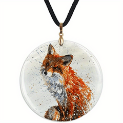 Animal Fox Pattern Pendant Necklace Adjustable Chain Necklace