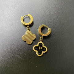 Lucky Clover Letter P Earrings Golden Stainless Steel Birthday Party Jewelry
