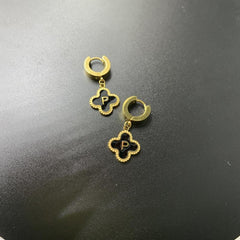 Lucky Clover Letter P Earrings Golden Stainless Steel Birthday Party Jewelry